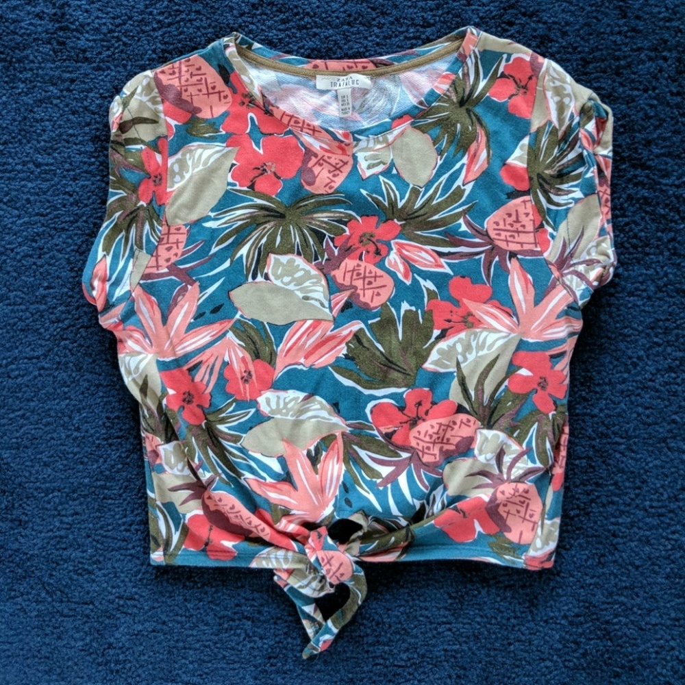 Zara Trafaluc tropical crop top small